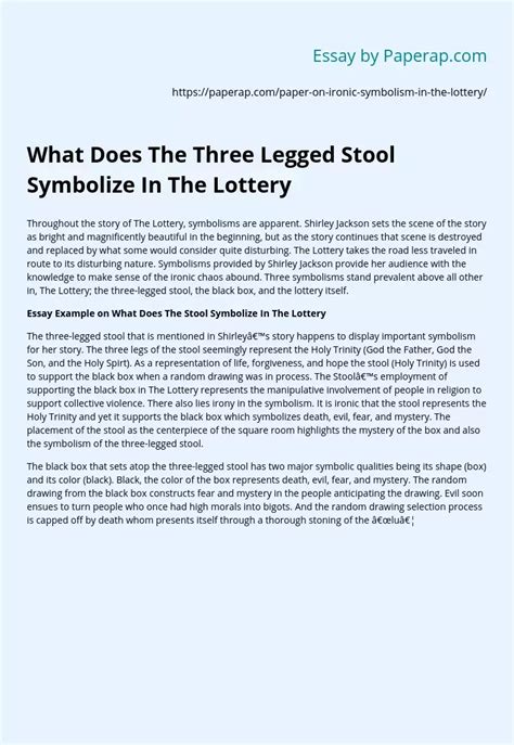 what does the stool symbolize in the lottery|The Lottery Summary & Analysis .